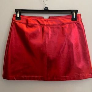 Red Reflective Shiny Mini Skirt